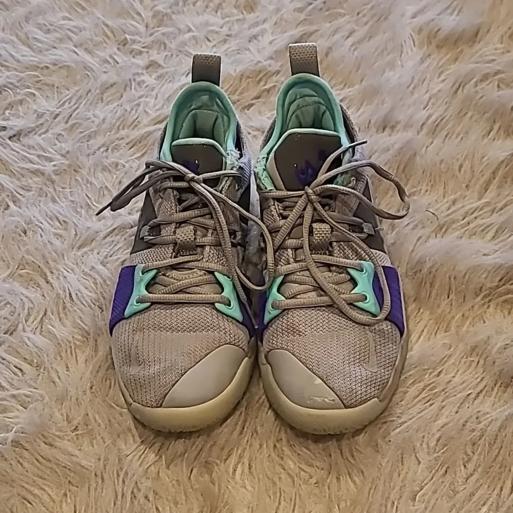 Nike Paul George 2 pure platinum neo turquoise boys basketball‎ shoes size 6